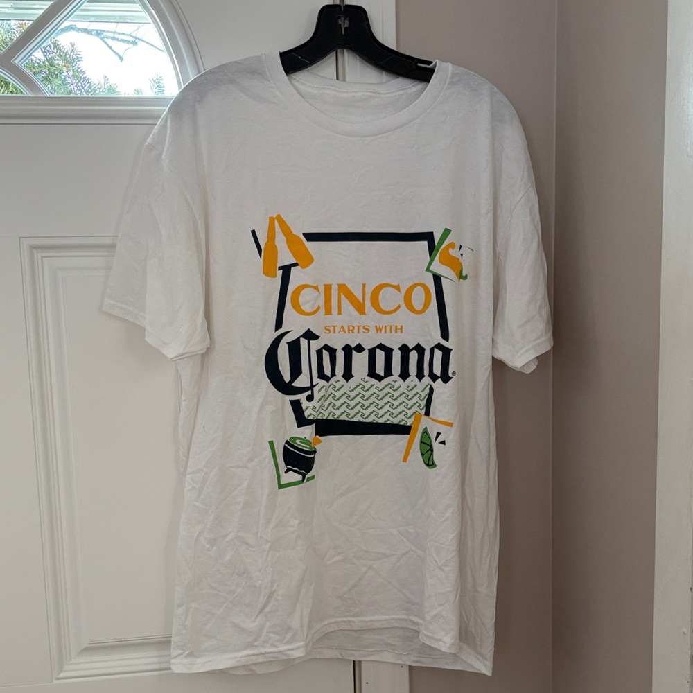 Corona White T-Shirt with Vibrant Graphic